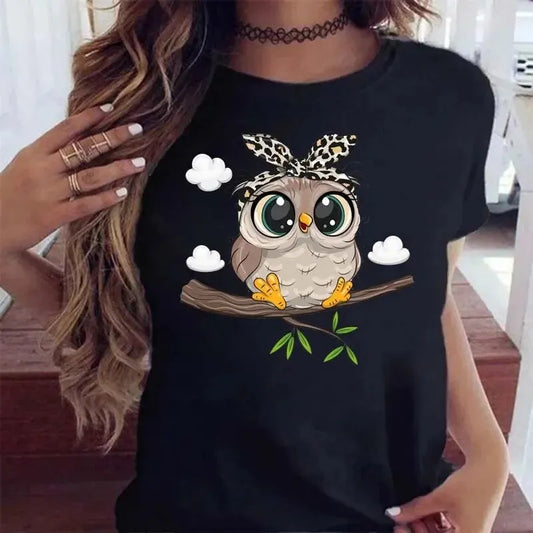 Women's Owl Graphic T-Shirt – Kawaii Harajuku Casual Tee