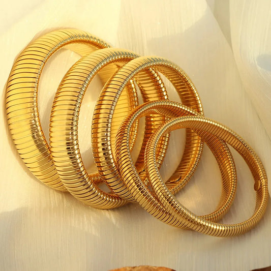 Waterproof 18K Gold Plated Stainless Steel Thick Bracelet – Unisex Jewelry
