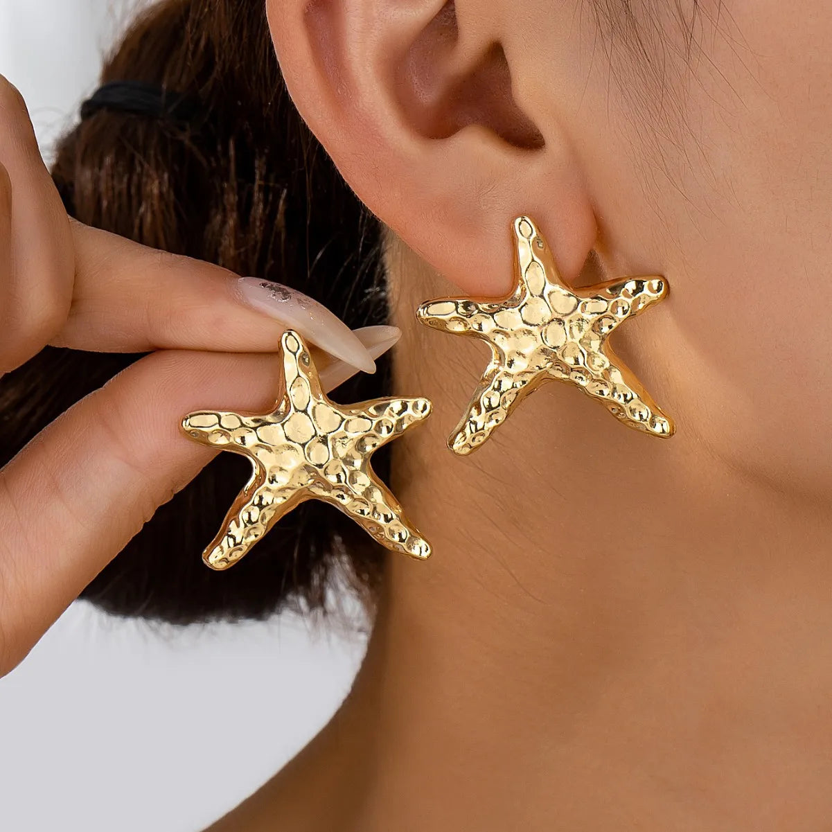 Boho Starfish Shell Ear Cuffs – Asymmetrical Beach Party Earrings for Women