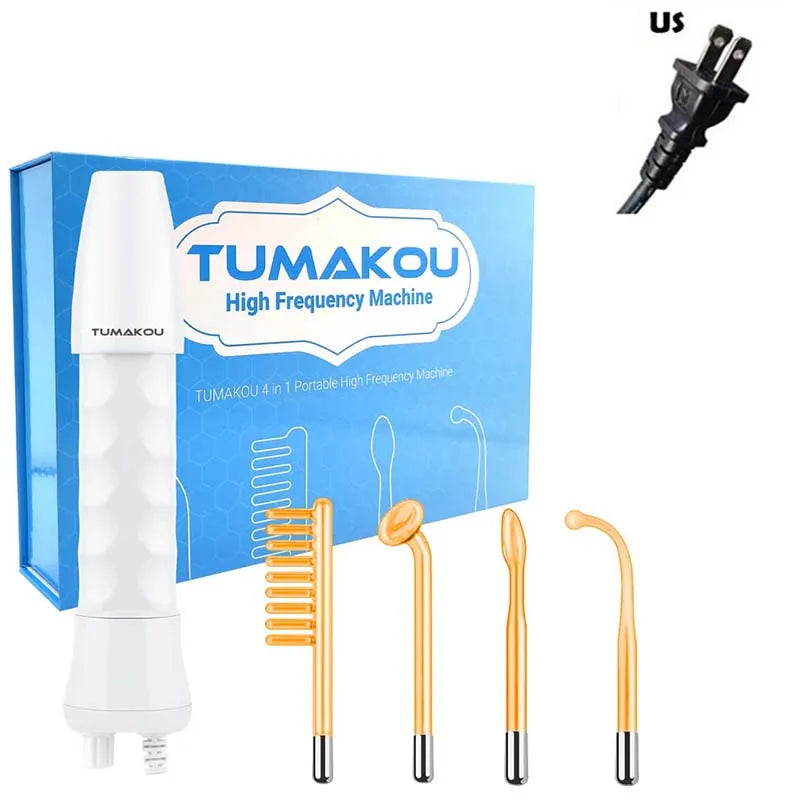 High Frequency Facial Wand – Portable Skin Care Machine with 4 Tube Attachments