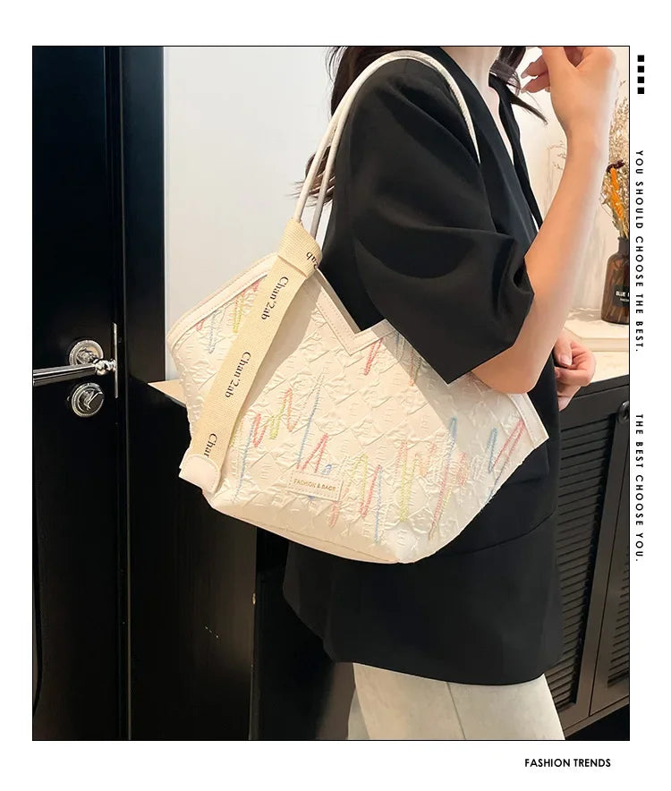 Large Capacity PU Tote – Minimalist Versatile Shoulder Bag for Women