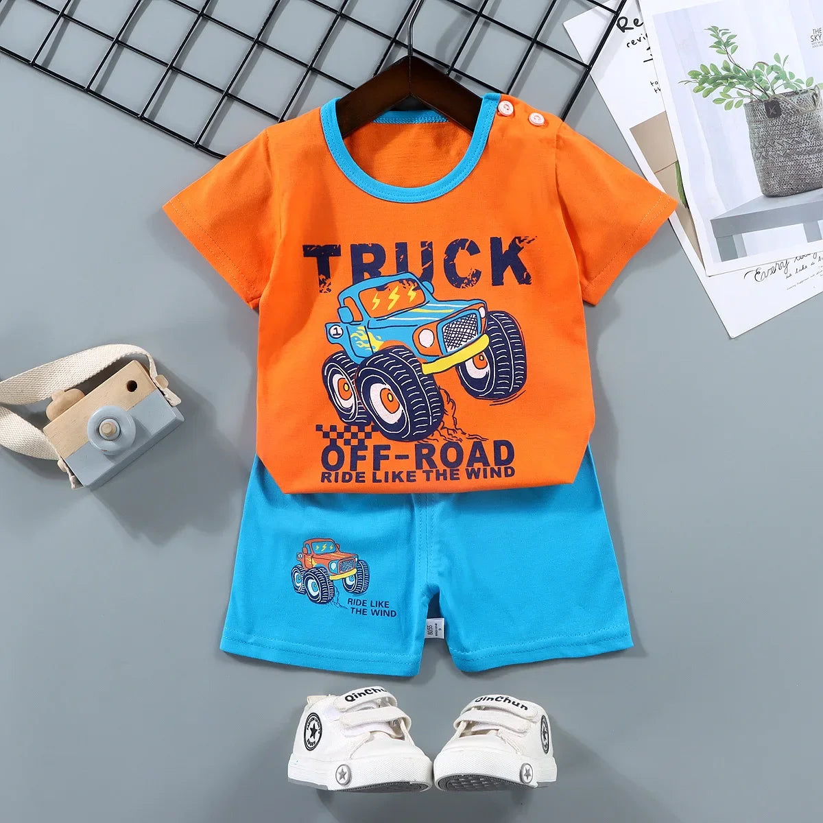 2PCS Mother & Kids Summer Cotton Sets – Short Sleeve T-Shirts & Shorts for Boys & Girls