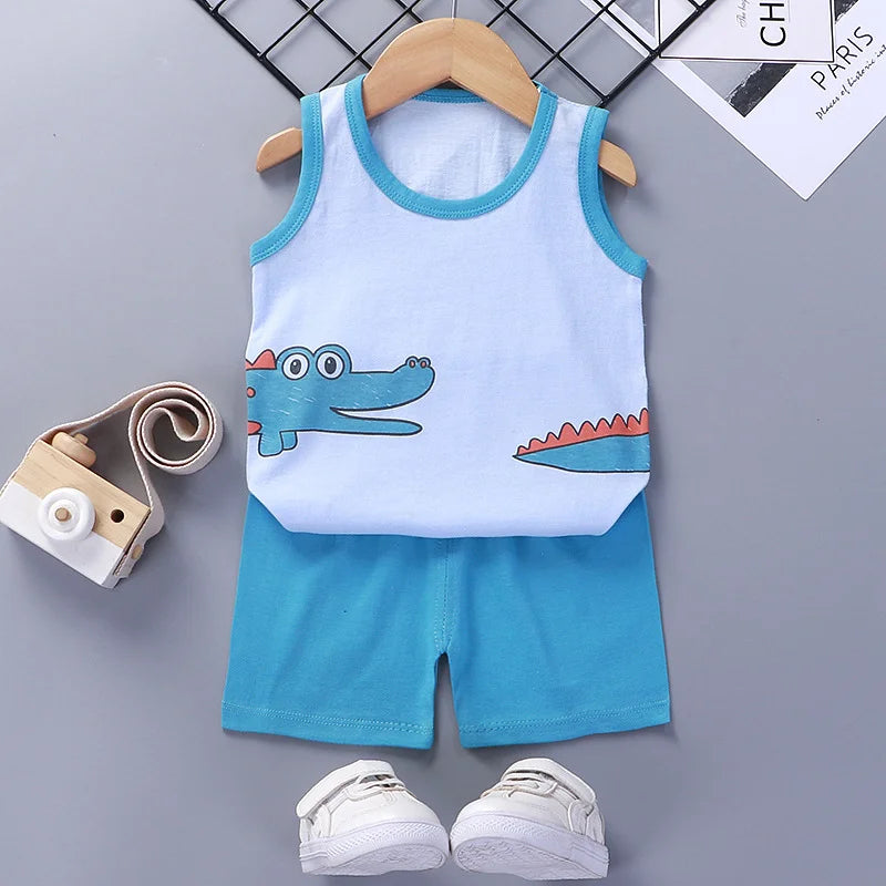 Children’s Summer Cotton Sets – Boys & Girls Sleeveless Tank Tops & Shorts