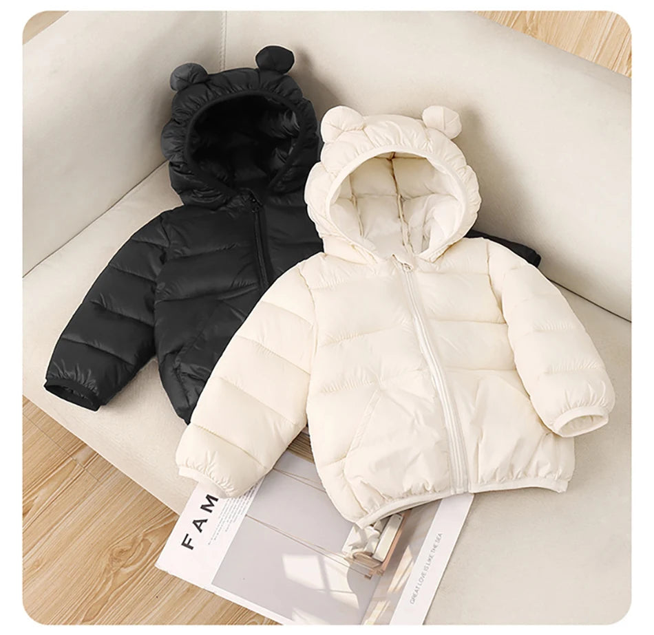 2025 Autumn Winter Kids Hooded Jacket – Warm Zipper Coat Parka for Boys & Girls