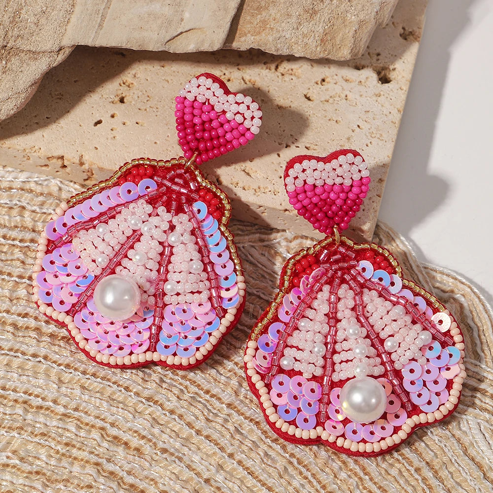 Bohemian Starfish Lobster Conch Earrings – Handmade Summer Beach Jewelry