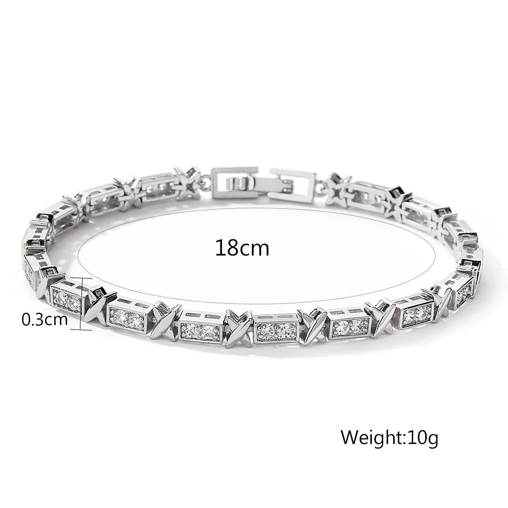 X Cross Zirconia Bracelet – Luxury Unisex Wedding Jewelry