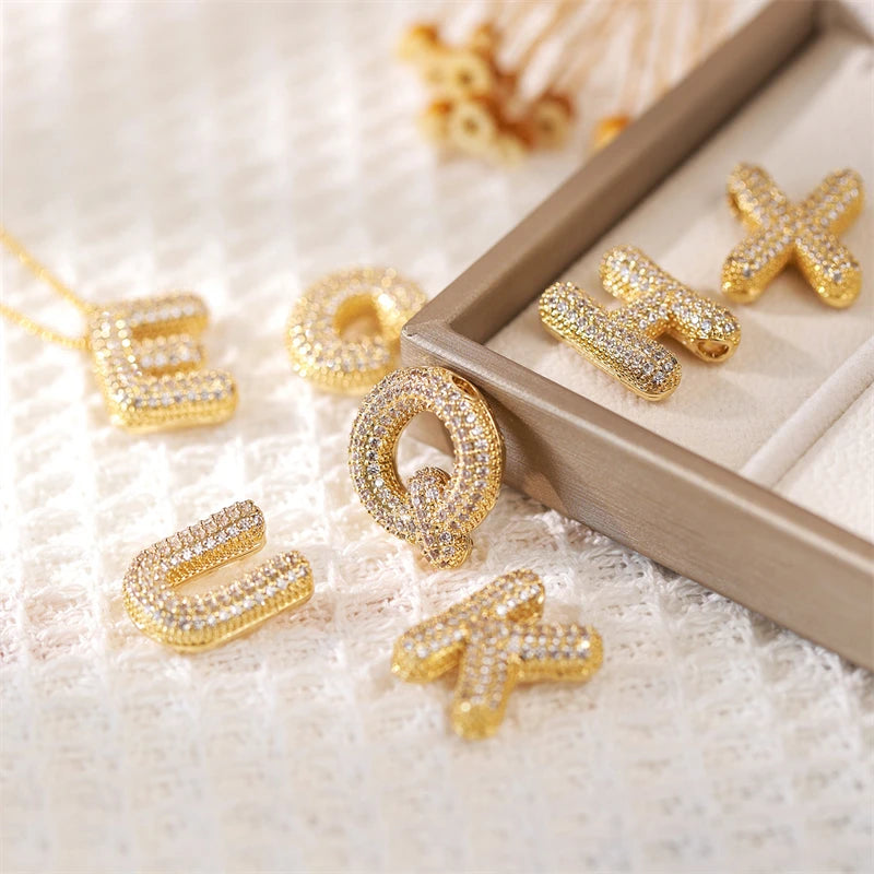 Gold A–Z Letter Necklace – Zircon Pendant Minimalist Chain