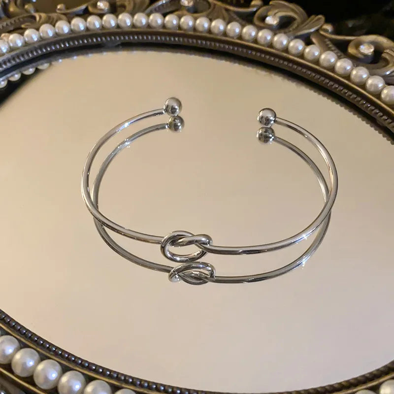 Vintage Woven Twist Stainless Steel Bracelets – Men's & Women's Goth Streetwear Jewelry
