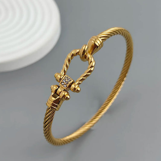 18K Gold-Plated Stainless Steel Horseshoe Bracelet – Waterproof Couple’s Jewelry