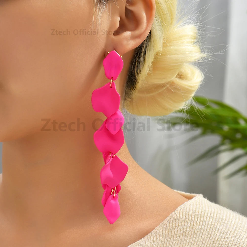 Multicolor Acrylic Petal Tassel Earrings – Luxury Women’s Wedding Jewelry