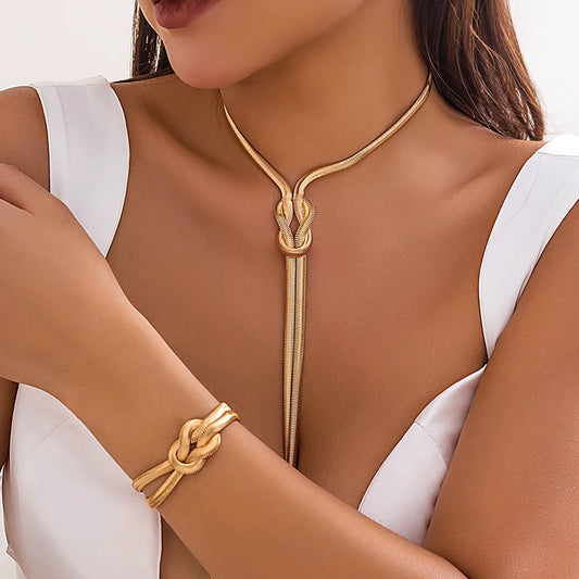 2Pcs Sexy Snake Chain Set – Twisted Necklace & Bracelet for Women, Vintage Goth Y2K