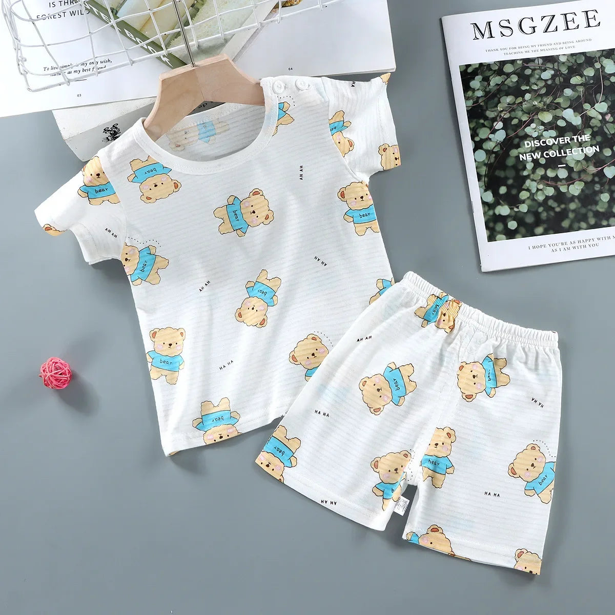 Children’s Summer Cotton Sleepwear Set – Short Sleeve T-Shirt & Shorts for Boys & Girls