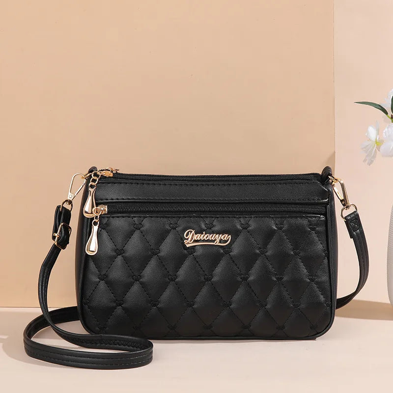 Embroidered Leather Handbag – Stylish Messenger Shoulder Bag for Women