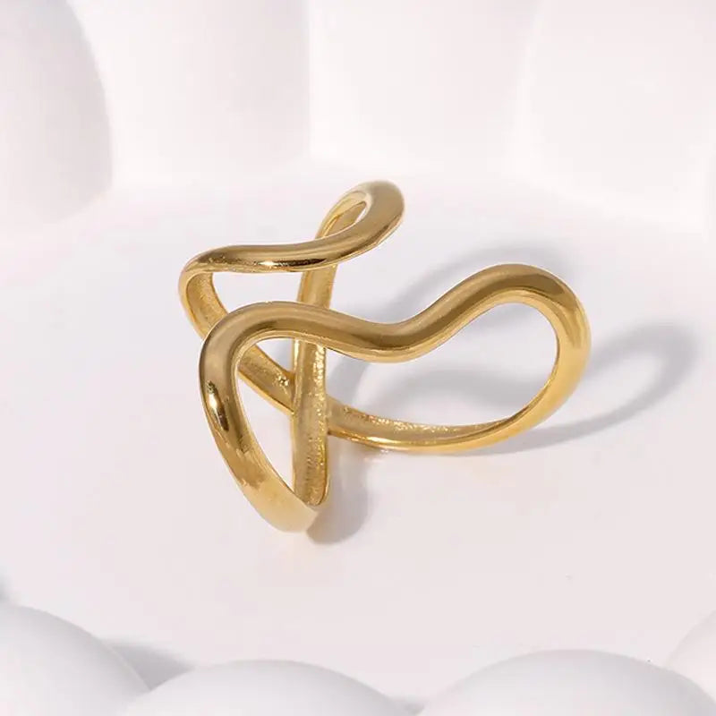 18K Gold Plated Open Ring – Waterproof Stainless Steel Women’s Jewelry
